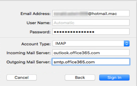 hotmail settings for outlook 2011 mac